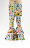 CLOVER COTTAGE  - BUTTERFLY GARDEN DENIM FLARES - FLOWERS, BUTTERFLY AND SPRING TIME - https://tammysoutfitters.com/