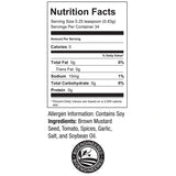 Brown mustard basil bread dipping mix crafted by Fredericksburg Farms. Nutritional fact label