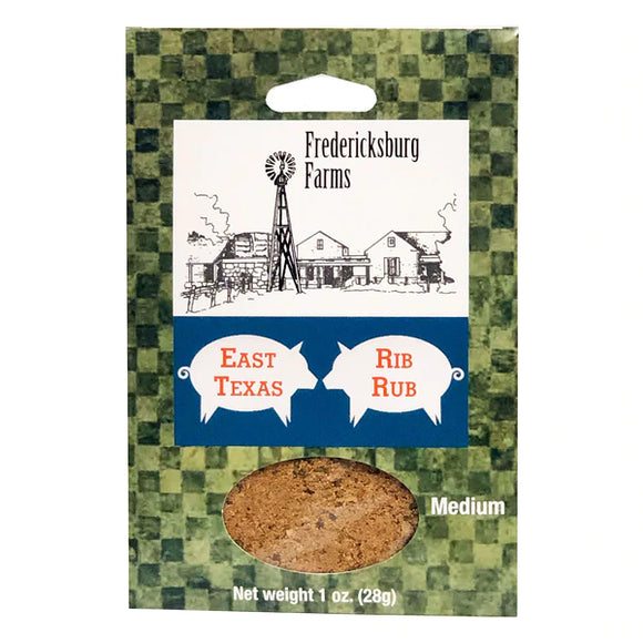 Rib rub with East Texas flavors. 1 ounce packet from Fredericksburg Farms.