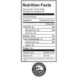 Seasoning for pork by Fredericksburg Farms in a 1 oz package Nutrition facts label