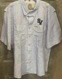 Men's gingham fishing shirt with Smithson Valley logo - front view