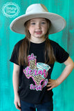 Girl in a cowboy hat wearing the Sterling Kreek black little texas tornado t-shirt 2