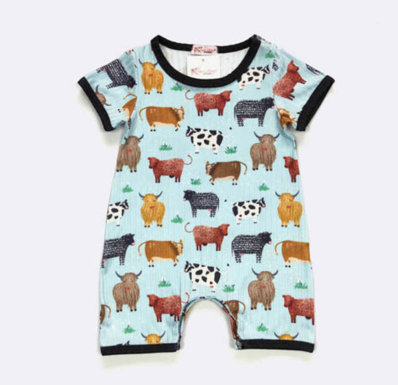 COW BUDDIES ROMPER - CLOVER COTTAGE - FLAT LAY - https://tammysoutfitters.com/