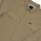 San Jac Outdoors - Youth Long Sleeve Performance Pearl Snap Shirt - Cowboy Khaki