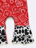 CLOVER COTTAGE - RED BANDANNA BABY ROMPER - CLOSE UP  - https://tammysoutfitters.com/