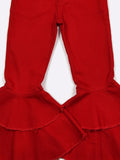 RED DENIM FLARES