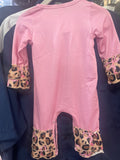 PINK LEO SANTA BABY ROMPER
