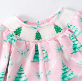 PINK TREE TREILLIS SMOKED BABY ROMPER