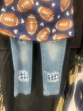 GINGHAM FOOTBALL GIRLS SET - NAVY BLUE