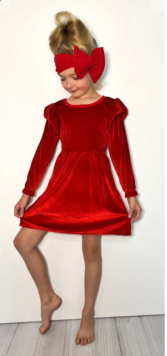 RED VELVET GIRLS DRESS