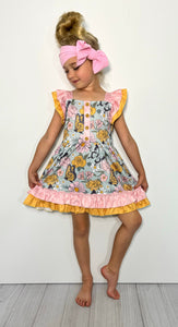 Aqua Butterfly Garden Girls Dress