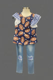 GINGHAM FOOTBALL GIRLS SET - NAVY BLUE 