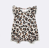 Leopard print baby romper - with ruffles on the arms and legs 