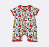 Baby romper with Texas-themed design 