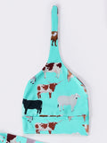 Aqua Cattle Baby Knotted Gown - Cover the head