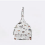 Baby benie with farm animal pattern on a white background