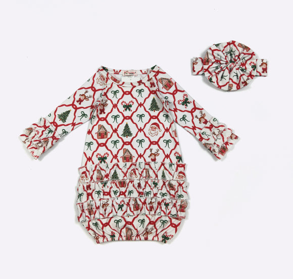 Trellis Christmas Baby Gown 