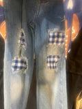 GINGHAM FOOTBALL GIRLS SET - NAVY BLUE