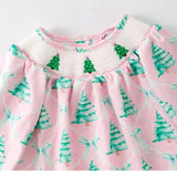 PINK TREE TREILLIS SMOKED BABY ROMPER