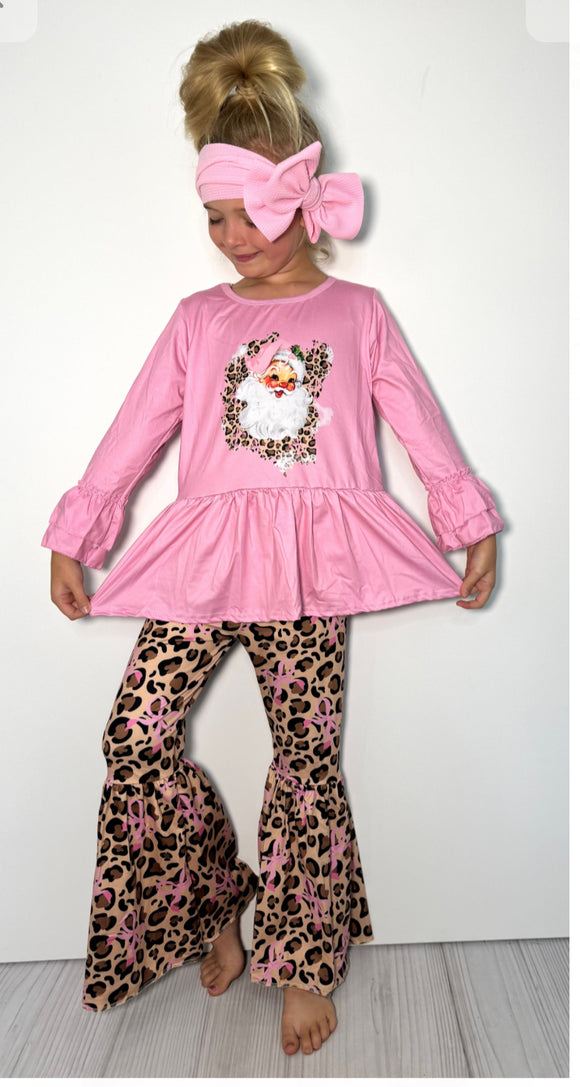 PINK LEO SANTA GIRLS SET