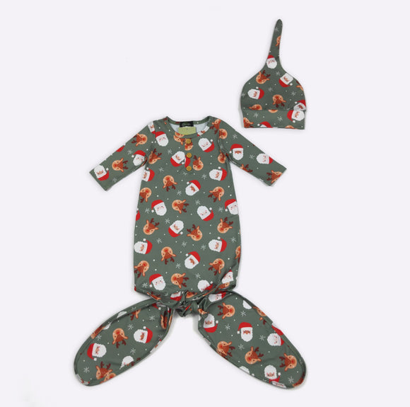 Santa & Rudolph Baby Knotted Gown