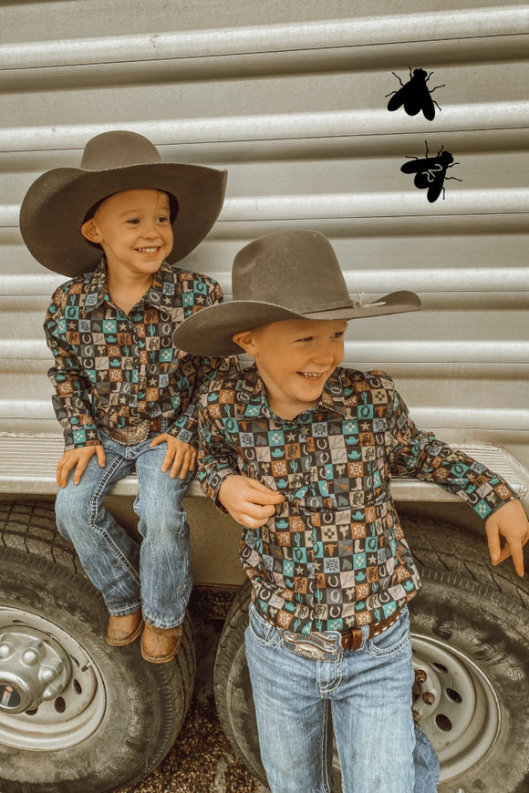 CHECK YER COWBOY KIDS L/S - 2FLY - https://tammysoutfitters.com/products/check-yer-cowboy-kids-long-sleeve?_pos=3&_sid=34b8e49d2&_ss=r
