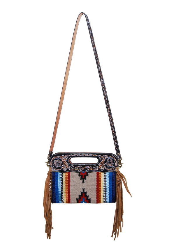Buy Serape Red, Yellow, Teal Wool Leather Handle Fringe Bag Online in India  - Etsy