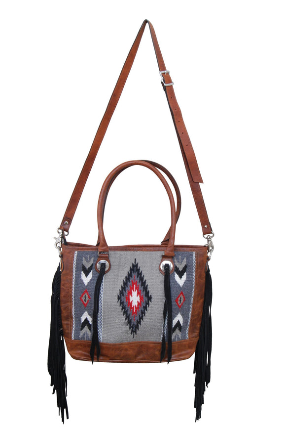 RAFTER T RANCH CO - CROSS BODY COWHIDE TOTE WITH LEATHER TOOLED TOP AND CORNERS - https://tammysoutfitters.com/