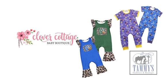 Tammys Boutique Clover Cottage football rompers