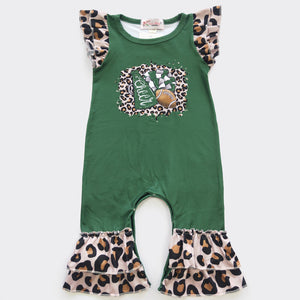 CLOVER COTTAGE - LEO FOOTBALL BABY ROMPER - GREEN - https://tammysoutfitters.com/collections/clover-cottage