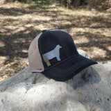Trucker hat by Diamond Bills with Beefmaster metal cutout on crown Blk Denim/Tan Velcro Back