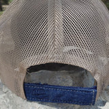 Trucker hat by Diamond Bills with Beefmaster metal cutout on crown Blk Denim/Tan Velcro Back (back view)