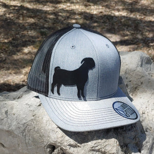 Diamond Bill trucker style hat with AG goat on crown Grey/Blk