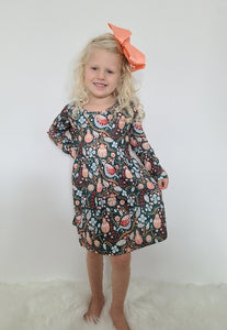 Girls dress with partridge and pear tree by Clover Cottage