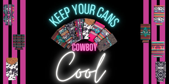 Full display of can and bottle Crazy train koozies