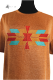 Women's Indian arrow embroidered t-shirt by 2 fly co - close up