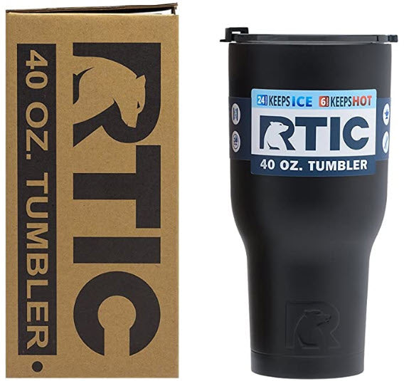 RTIC 40 oz tumbler with flip-top lid