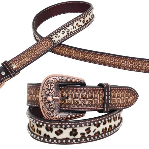 Gator and Leopard print cowhide leather belt by Rafter T. Full View