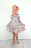 Clover Cottage - Blush Leopard Girls Dress - Model