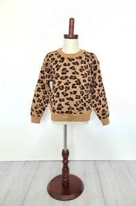 Cheetah print sweater for a little girl by Clover Cottage