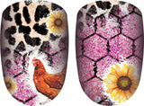 Wild Chick Fever nail set by Dusti Rhoads. Close up view.