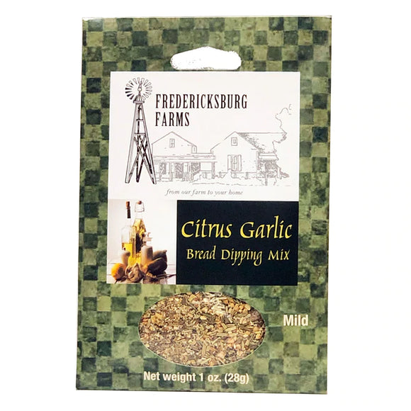 1 oz package  of Citrus Garlic bread dipping mix by Fredericksburg Farms.
