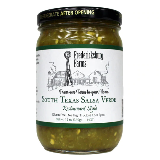 12 oz jar of salsa verde Fredericksburg Farms