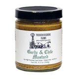 Gluten free mustard. Garlic and Chile flavor by Fredericksburg Farms.. 9.5 oz.