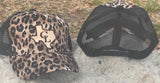 Canyon Lake High School leopard print trucker hat. Leather patch logo.