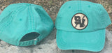 Smithson Valley baseball / softball hat. Seafoam green canvas adjustable back. Front view