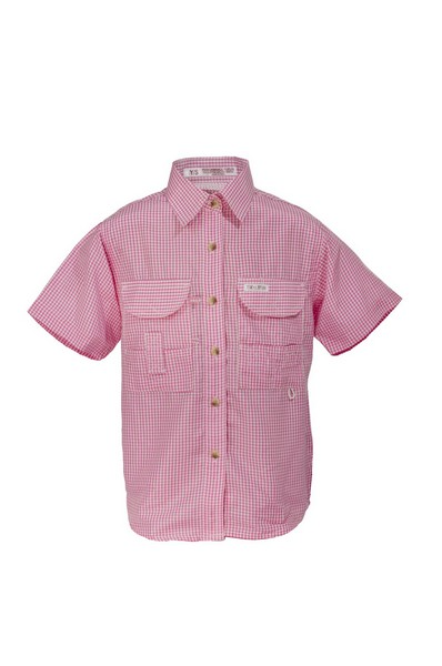 Kids fishing shirt gingham pink