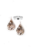Faux leather earrings from Crazy Train. Brown dappled with turquoise diamond edge design.