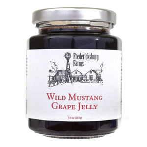 10 ounce jar of wild mustang grape jelly from Fred farms