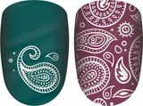 Paisley design on this Dusti Rhoads nail set. Close up image.